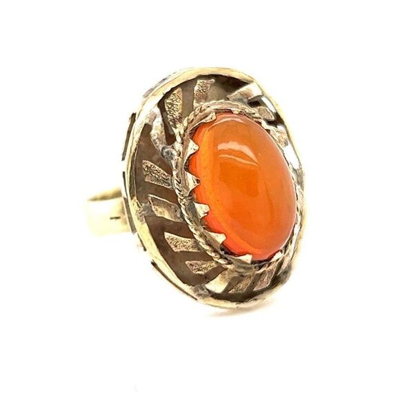Estate Ladies 14k Gold Orange Gemstone Ring - Picture 4 of 13